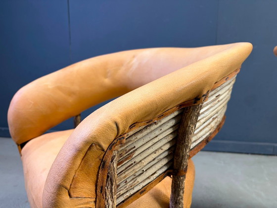Set di 2 sedie da pranzo messicane in stile Art Populaire vintage, anni '70. – Leather, Wood (photo 9 of 11)