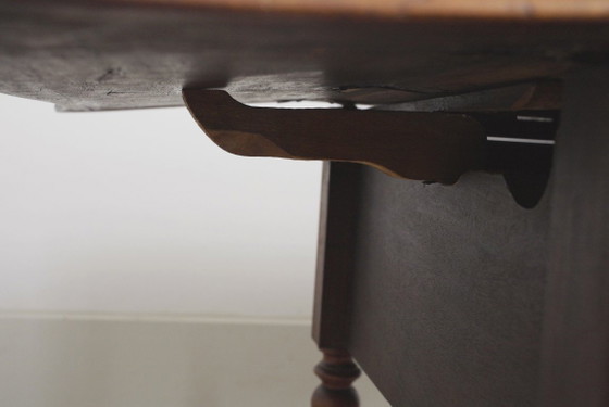 Antique French Pembroke Drop Leaf Table, Walnut Veneer Extendable End Table With Drawers, French Provincial (photo 28 of 41)