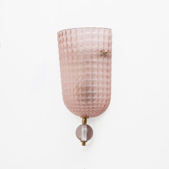 Paar Wandleuchten im Art Déco Stil aus italienischem Muranoglas und Messing – Murano Glass (photo 3 of 8)