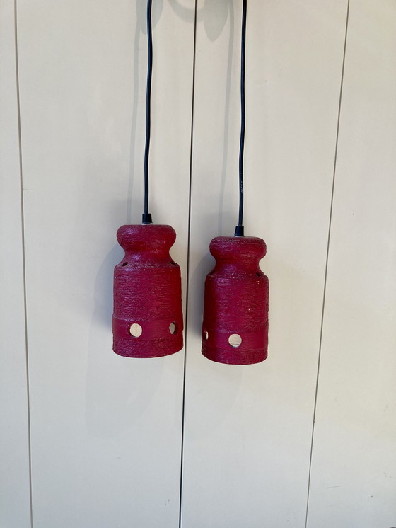 Image 1 of 2 Vintage keramieken brutalist hanglampen 