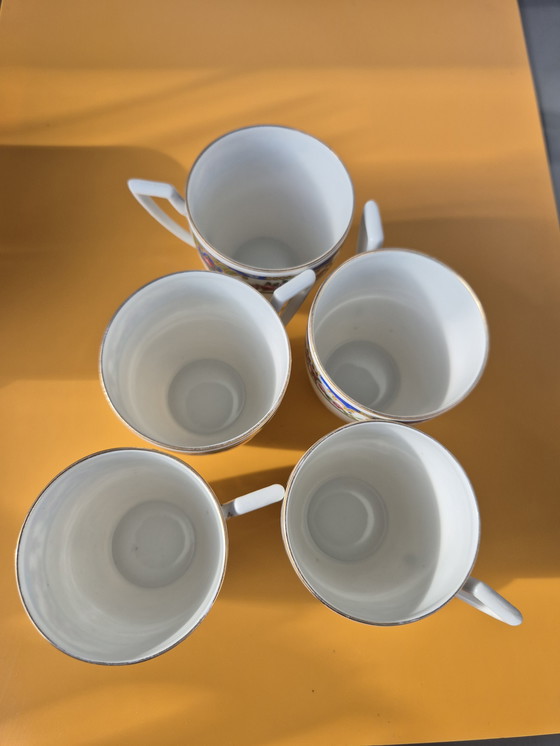 Image 1 of Servizio da tè vintage in porcellana di Limoges - T.L.B. Francia - 1950 ca - Floreale e oro