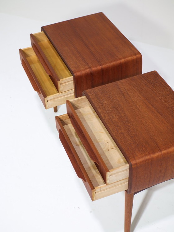 Image 1 of Johannes Andersen Silkeborg teak Danish bedside tables 1960s
