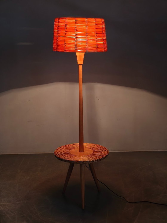 Image 1 of Jan Kalous ULUV rotan vloerlamp, Tsjechoslowakije jaren 1960
