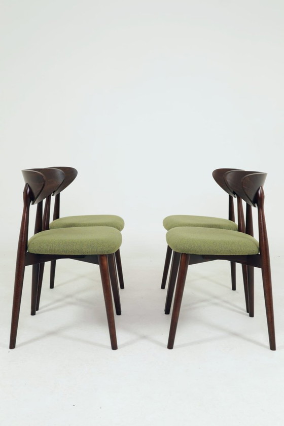 Image 1 of Sillas de comedor escandinavas de bouclé verde, juego de 6