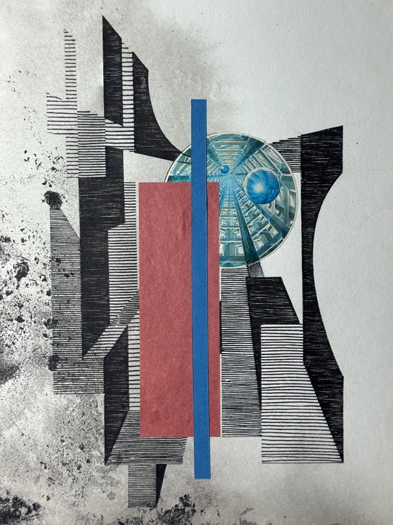 Eugène Eechaut (1928-2019)  - Abstracte inktcompositie met collage, ingelijst – Schilderijen & Tekeningen (photo 5 of 15)