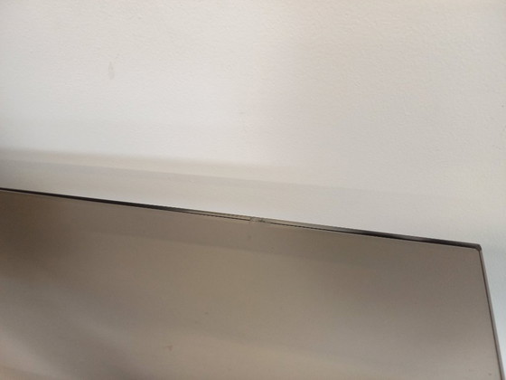 Image 1 of Grande étagère murale vintage en verre fumé et métal blanc style String Tomado des années 60