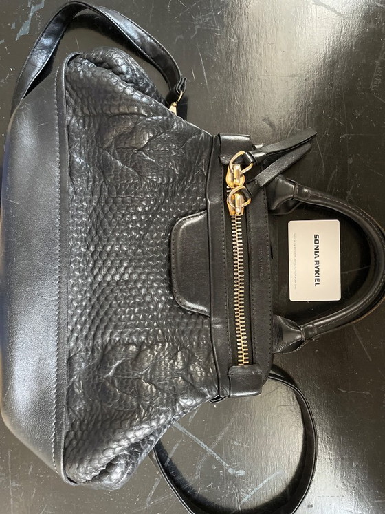 Sonia Rykiel handtas, zwart leer, Top handle tassen, Metaal (foto 4 van 6)