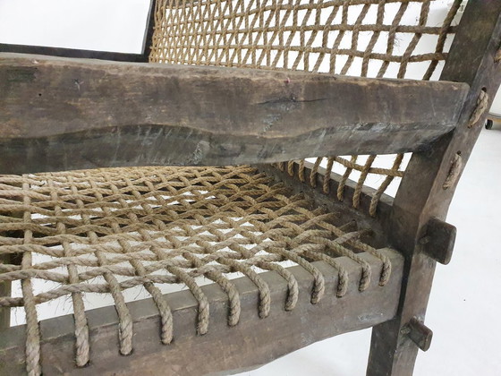 Unique solid oak and rope sofa, The Netherlands 1960's – Bankjes, Wood (photo 8 of 11)