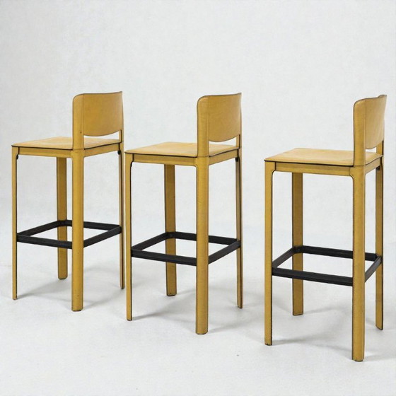 Image 1 of Sgabelli da bar in pelle di Tito Agnoli per Matteo Grassi