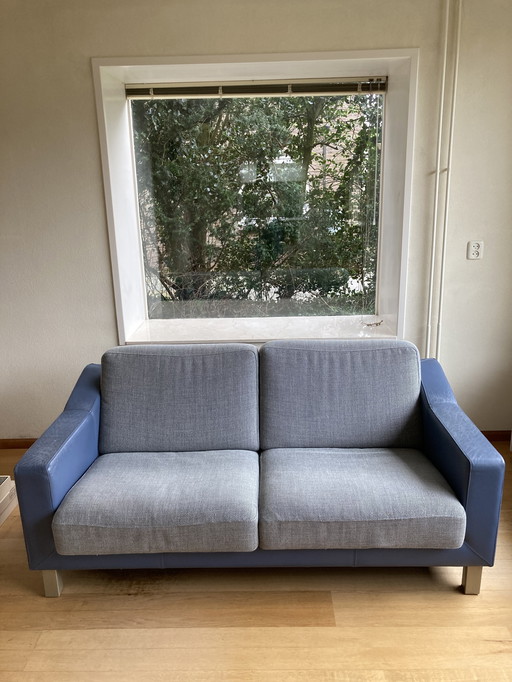 Leolux Cuno 2-Sitzer Sofa Leder mit Stoff