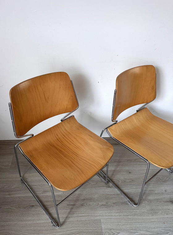 Image 1 of 6x Matrix Krueger houten design stoelen