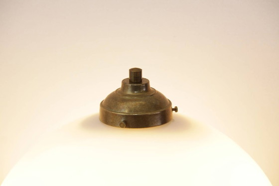 Image 1 of Tafellamp met glazen kap, opaalglas en glazen kralen, 55 cm, vintage jaren 70