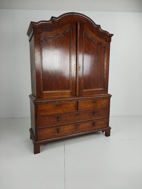 Image 1 of Dutch 18th Century Oak Cabinet – “Diaper Cabinet”