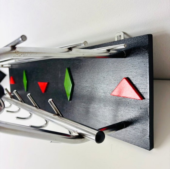 Image 1 of Vintage Modernist geometric wall coat rack