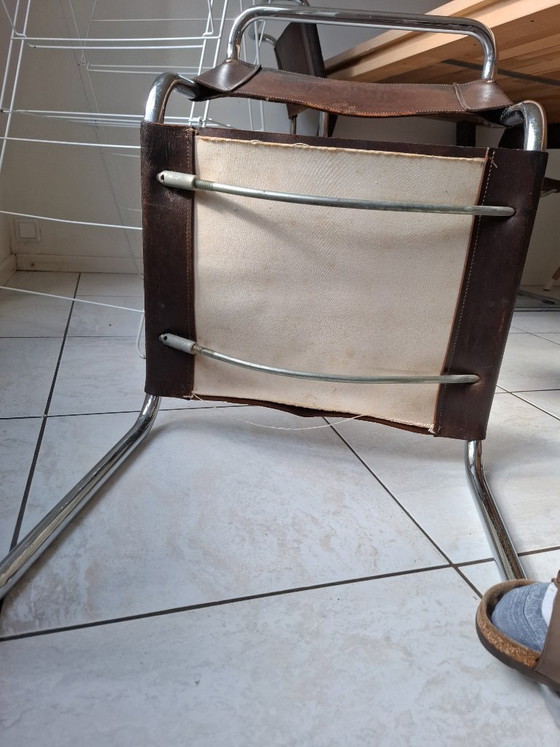 Image 1 of 5 sedie vintage in stile Bauhaus con struttura tubolare e rivestimento in pelle