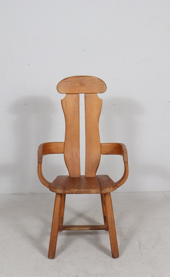 Image 1 of Set di 6 sedie da pranzo brutaliste di De Puydt, rovere, Belgio, anni '70