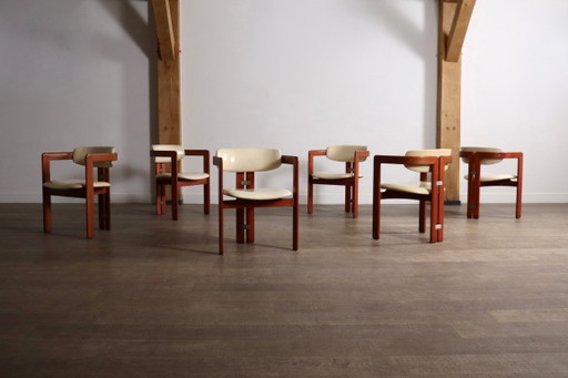 Set van 6 Augusto Savini Pamplona-stoelen voor Pozzi, Italië, 1965 – eetkamerstoelen, Wood