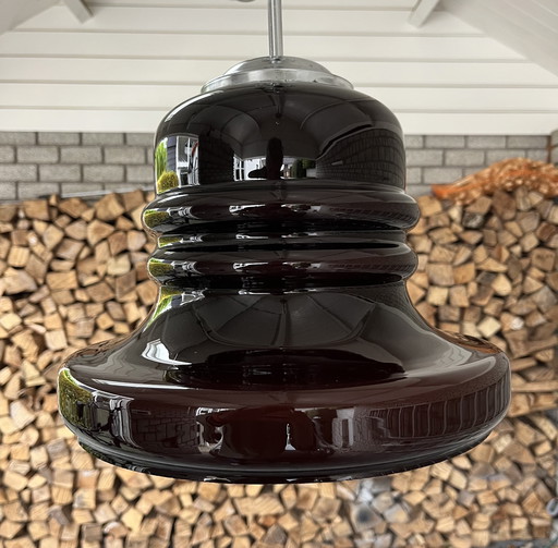 Lampada a sospensione Honsel in vetro/cromo degli anni sessanta