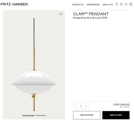 Image 1 of Lámpara colgante Fritz Hansen Clam de 44 cm