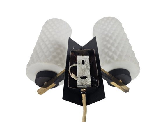 Image 1 of Targetti Sankey - Applique murale - 2 bras - Italie - luxe - laiton - métal - verre - années 50