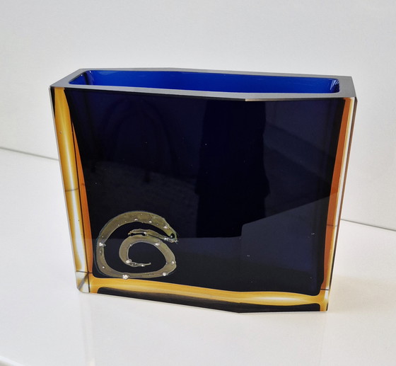 Image 1 of Glazen vaas van Pavel Hlava voor Exbor Egermann Sommerso-Art, circa 1960