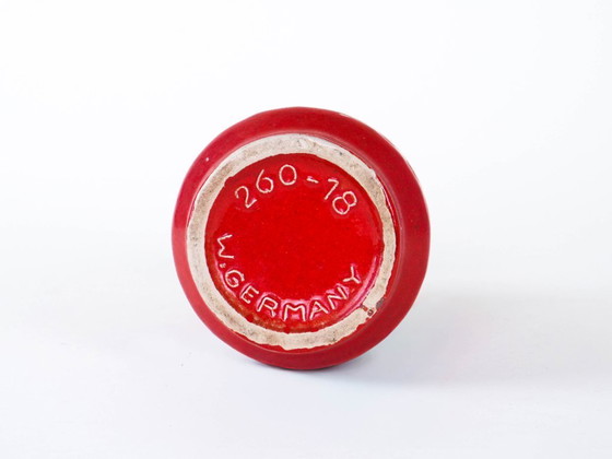 Image 1 of Red ceramic vase, German design, 1960s, made in West Germany