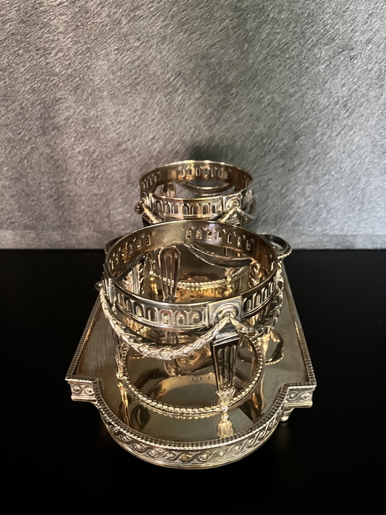 Image 1 of Service à huile et vinaigre Louis XVI en argent Anno 1778, Jan Baptist Verberckt Anvers