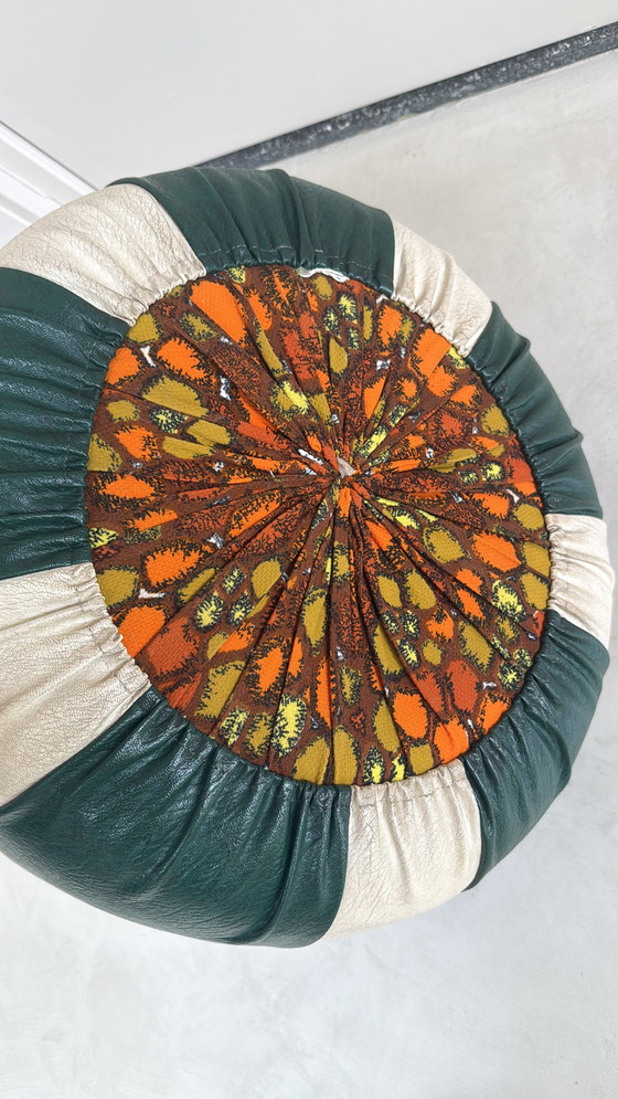 Image 1 of Vintage skai leren poef / hocker