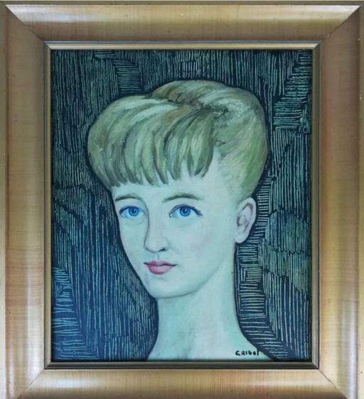 Portret van een vrouw, olieverfschilderij uit het midden van de 20e eeuw.