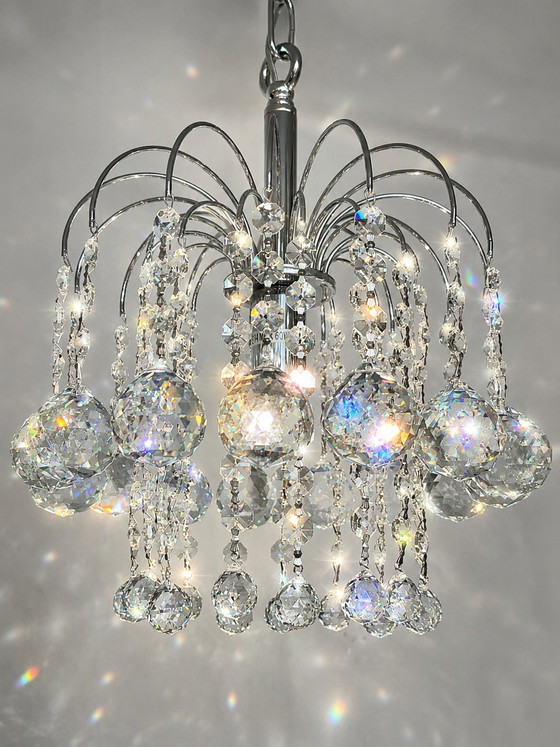 Image 1 of Set van 2 gemerkte SWAROVSKI STRASS kroonluchters hanglampen chrome vintage 