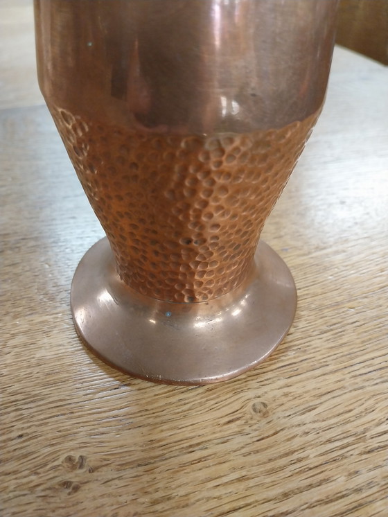 Image 1 of 1x Copper Hammered Vase 1970's 23 cm High