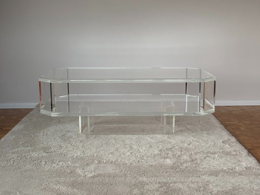 Table basse en verre acrylique transparent
