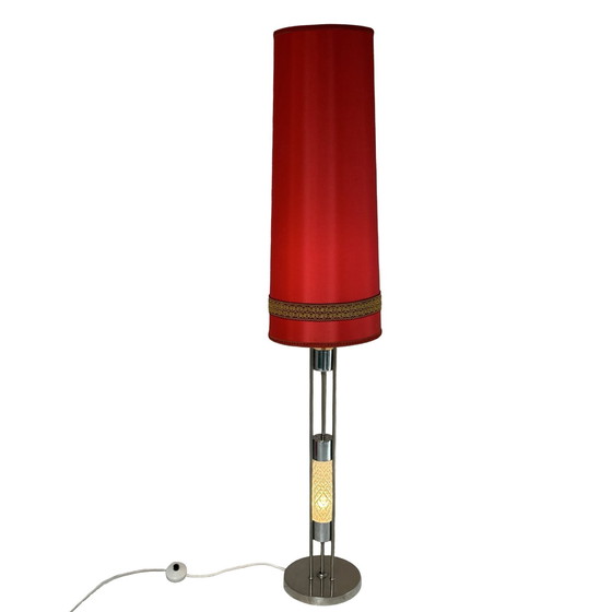 Image 1 of Richard Essig - Floor lamp - Space age design - Crystal glass, chrome and fabric covered shade