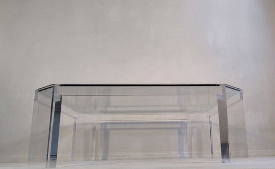 Image 1 of Wunderschöner großer quadratischer ATHENA-Couchtisch aus Acrylglas und Glas, entworfen von David Lange
