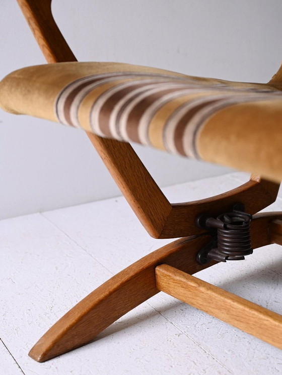 Image 1 of Fauteuil à dossier haut original en chêne scandinave, fin des années 1960