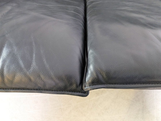 Image 1 of Vintage Italian 3-seater sofa, design couch, black leather, 1980s