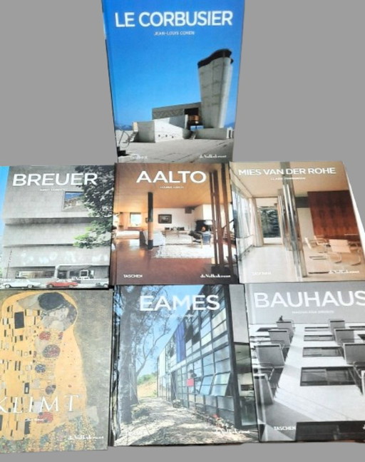 (W042) Coffret de livres Taschen Volkskrant : Mies van der Rohe, Eames, Bauhaus, Le Corbusier etc.