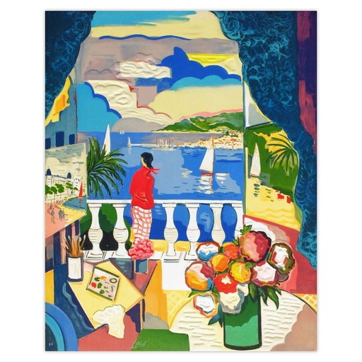 Jean Claude Picot Signed Lithograph French Riviera - Cannes, Femme à la Fenêtre – lithos zeefdrukken, Paper (photo 2 of 5)
