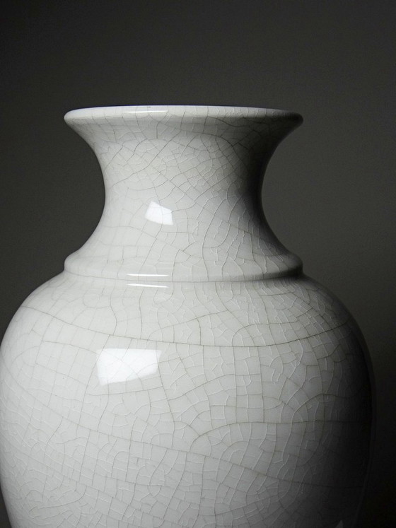 Image 1 of Large baluster vase in white crackled earthenware, Chinese style, 20th century