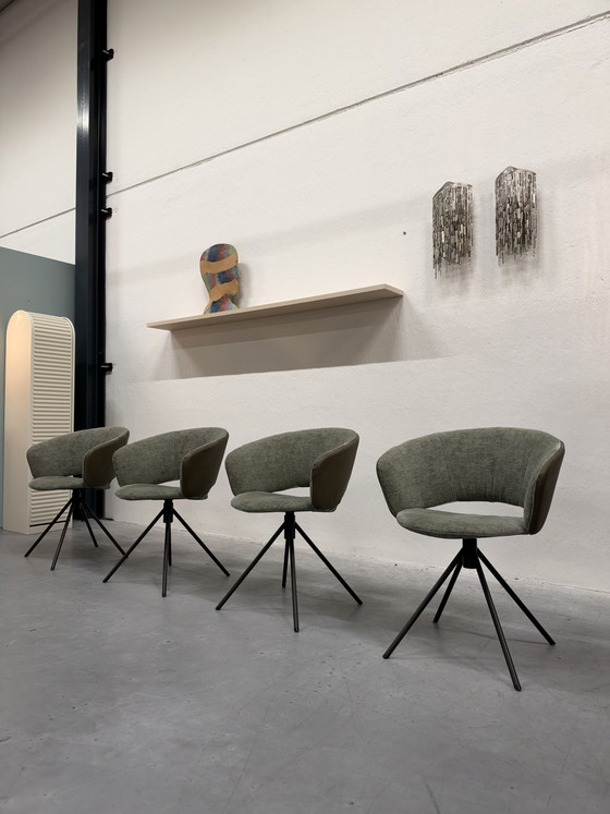 4 Label van den Berg Lola drehbare Esszimmerstühle, Andere, Leder, Grün (Foto 10 von 10)
