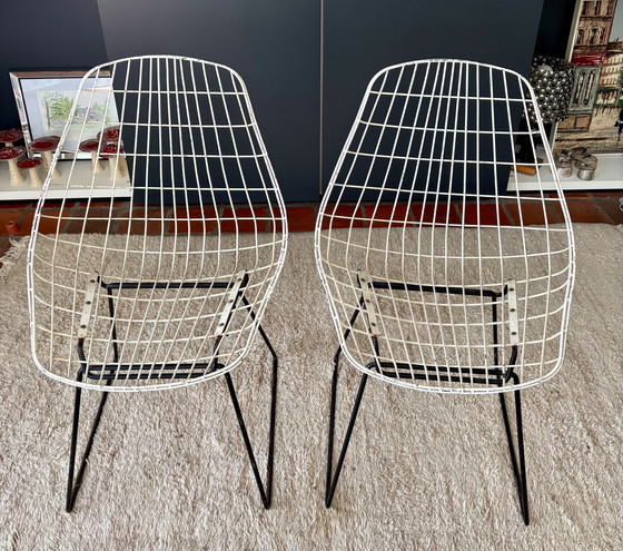 Image 1 of 2x draadstoel met kussens SM05 Cees Braakman voor Pastoe