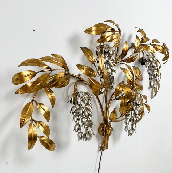 Image 1 of Wall light/wall lamp, 'Pioggia D'oro' by Hans Kögl, Hollywood Regency, Italy, 1970s