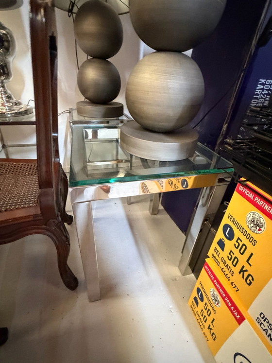2x Tavolini piano in vetro, Cromo, Trasparente (foto 4 di 8)