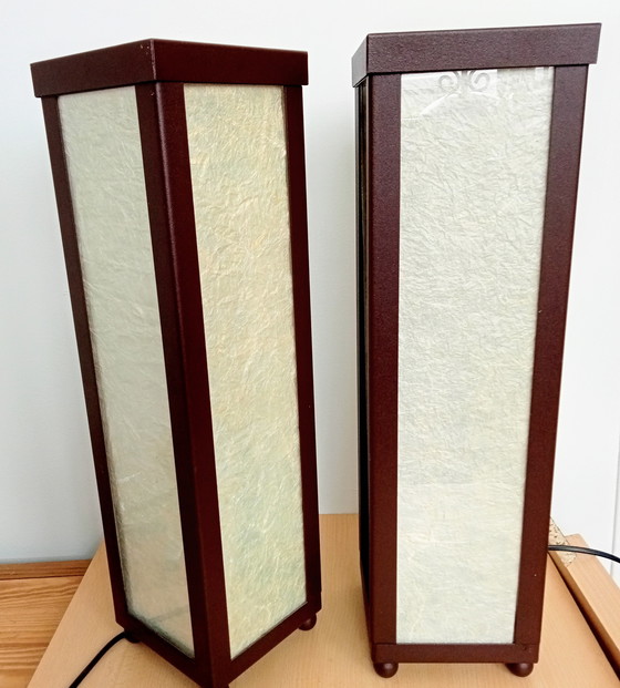 Image 1 of Set of Japanese Atmosphere Table Lamps Square High Model