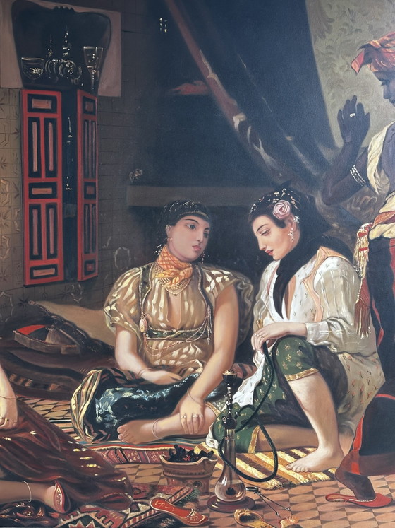 Image 1 of Monumental oil on canvas after Eugène Delacroix – Women of Algiers in their apartment