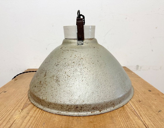 Image 1 of Grey Metal Industrial Factory Hanging Lamp, 1960s