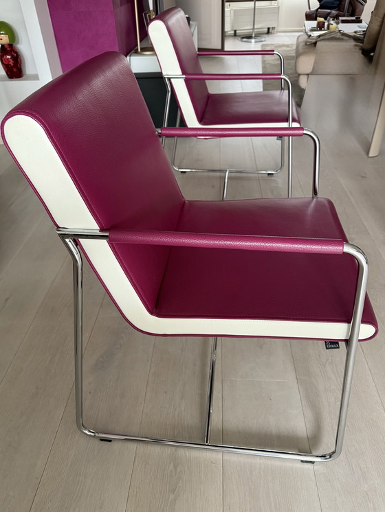 Image 1 of 1 Leolux table Strabo and 4 chairs Leolux Spring Orchid