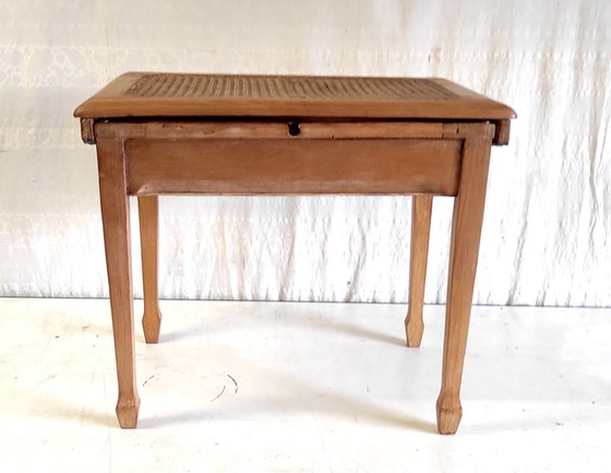Image 1 of Side table in solid wood and caning - mid-20th century