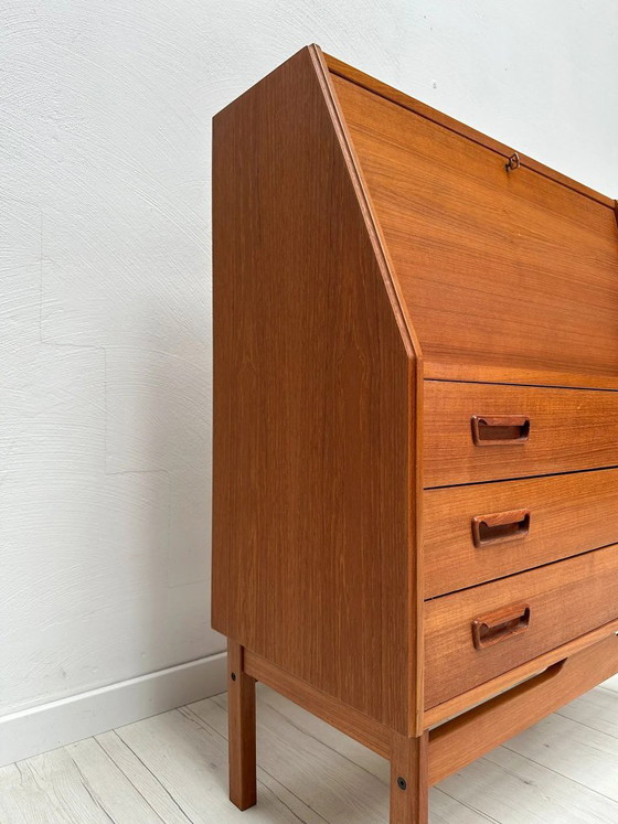 Secrétaire Vintage Danois Design Teck des Années 1960 par Dyrlund, Bureaux, Bois, Marron (photo 4 sur 13)