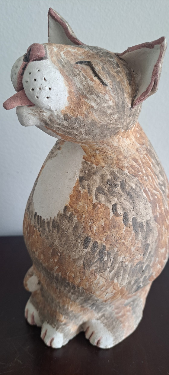 Image 1 of Scultura di gatto in ceramica, realizzata a mano.